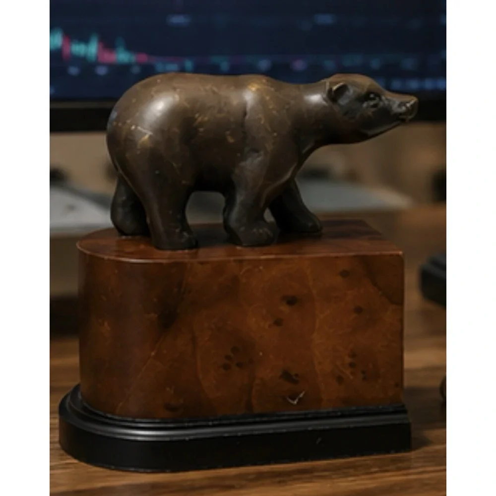 Vintage Wall Street Bookend Financial Market Office Decor Bear Side